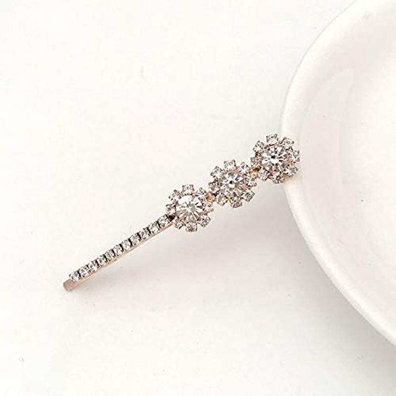 Wendalern Boho Crystal Flower Hair Pin Gold Crystal Hair Clip Rhinestone Bobby Pins Crystal Wedding Hair Clip Bridal Flower Hairpin Headpiece Hair Accessories for Women and Girls image number 4