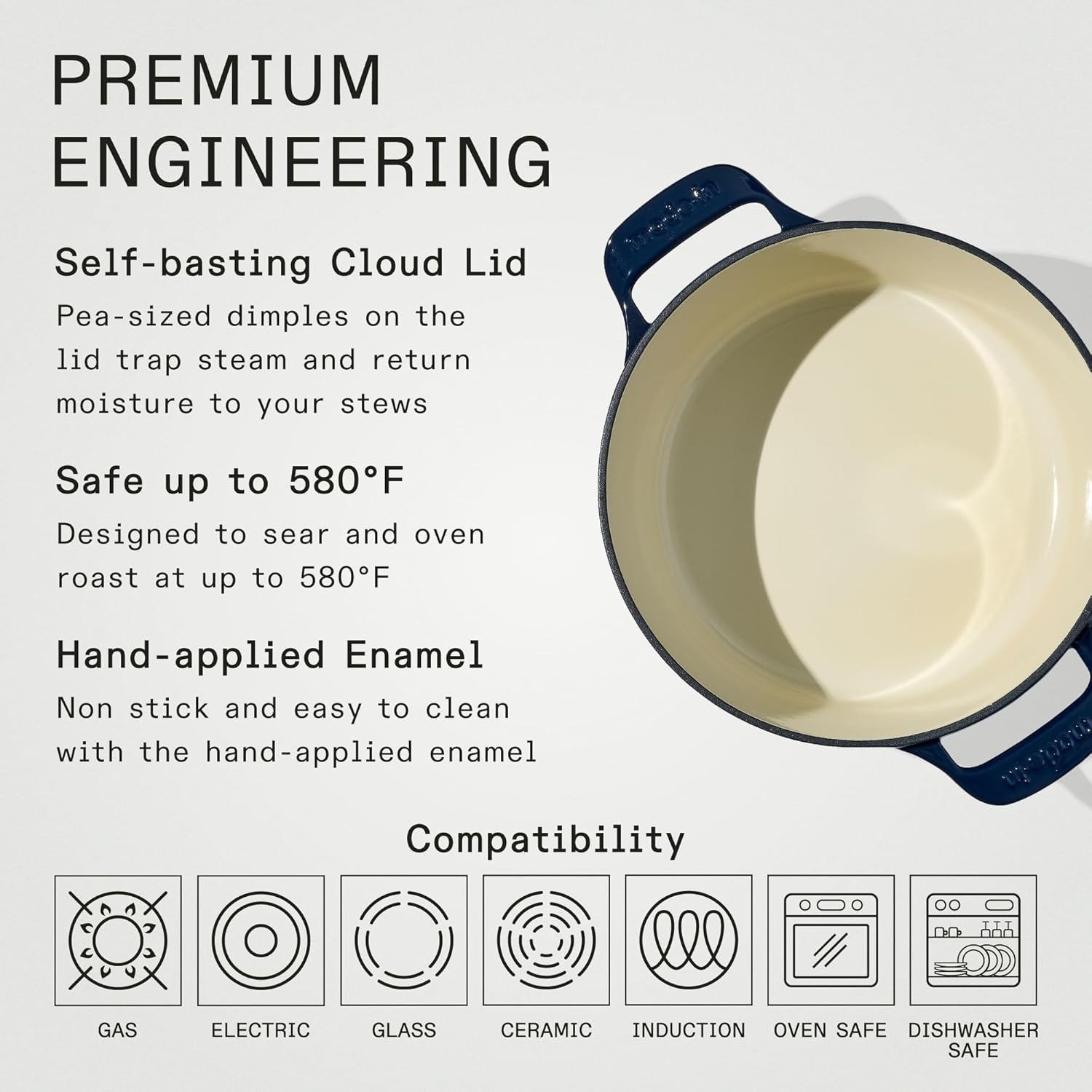 Made in Cookware - Dutch Oven 5.5 Quart - Blue - Enameled Cast Iron - Exceptional Heat Retention & Durability - Professional Cookware - Crafted in France - Induction Compatible image number 7