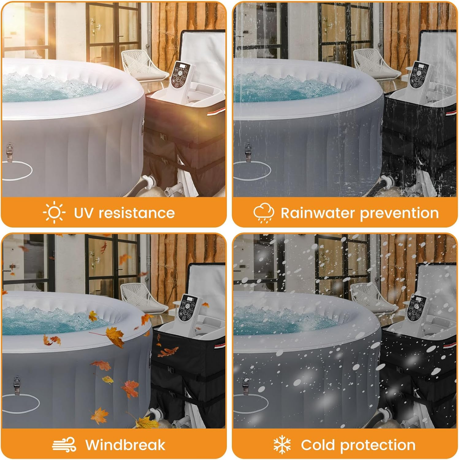 Hot Tub Spa Heater Pump Cover, All Weather Protection Hot Tub Pump Cover with Zipper, Waterproof Dustproof Hot Tub Insulated Pump Cover, Square Hot Tub Heater Pump Cover for Hot Tub Spa Heater Pump image number 3