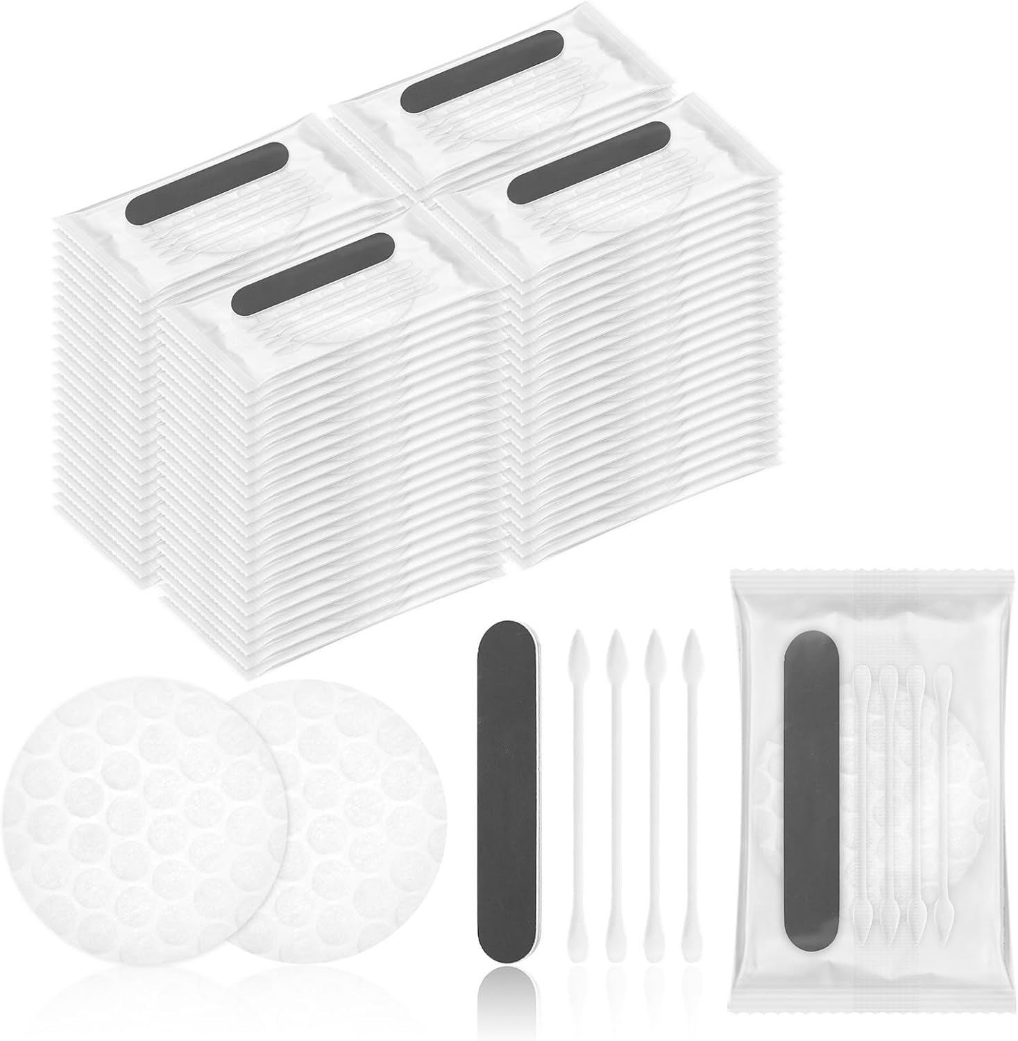 Hotel Vanity Kit Individually Wrapped Bulk Travel Cleaning Kit for Hotels Disposable Travel Size Hotel Hospitality Supplies Hygiene Kits for Homeless in Bulk round Cotton (50) image number 1