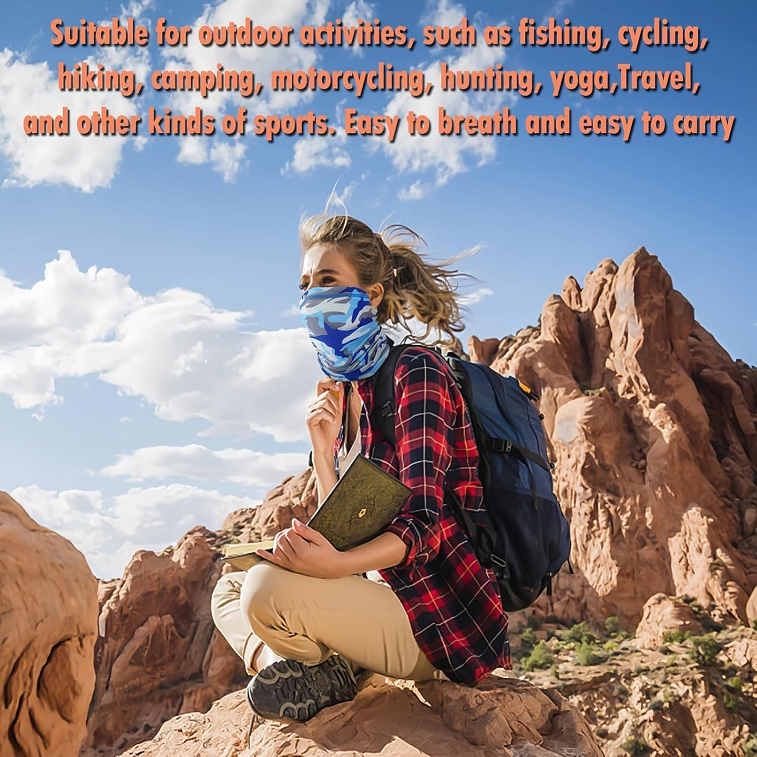 YBVABE Neck Gaiter, Multifunction Headwear Bandana Face Masks, Elastic Ice Silk Outdoor Tube Scarf, UV Resistance Cooling Breathable Face Cover Scarf for Men Women Sports - Cycling Hiking Fishing image number 6