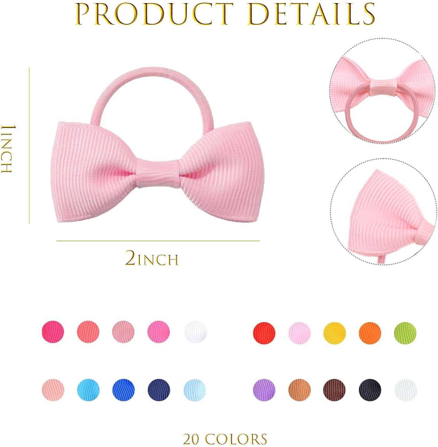 YWAOAIJD 40Pcs Baby Hair Ties with Bows Elastic Ponytail Holders Small Hair Accessories for Kids Toddlers Infants. (Mixed Color 1)