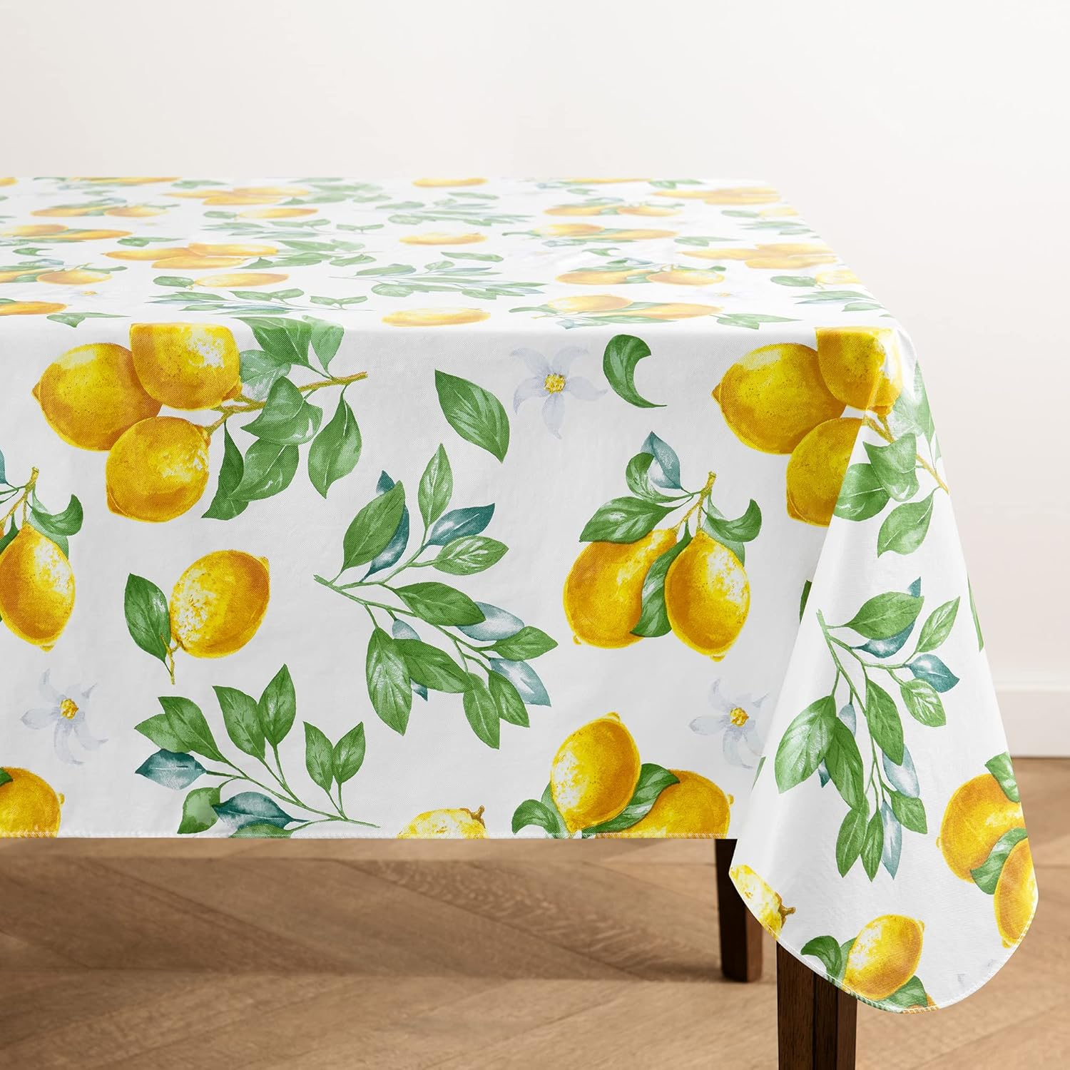 Elrene Home Fashions Vintage Lemon and Citrus Blooms Water- and Stain-Resistant Vinyl Tablecloth with Flannel Backing, 60 Inches X 84 Inches, Rectangle image number 6