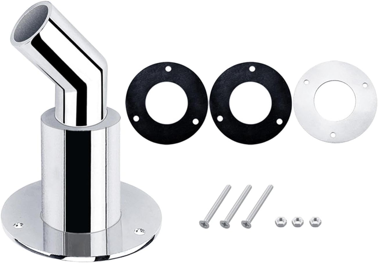 Magideal Thru Hull Exhaust Skin with Screws and Nuts Tube Pipe Socket Hardware Premium Stainless Steel for Marine Diesel Heater, Bend