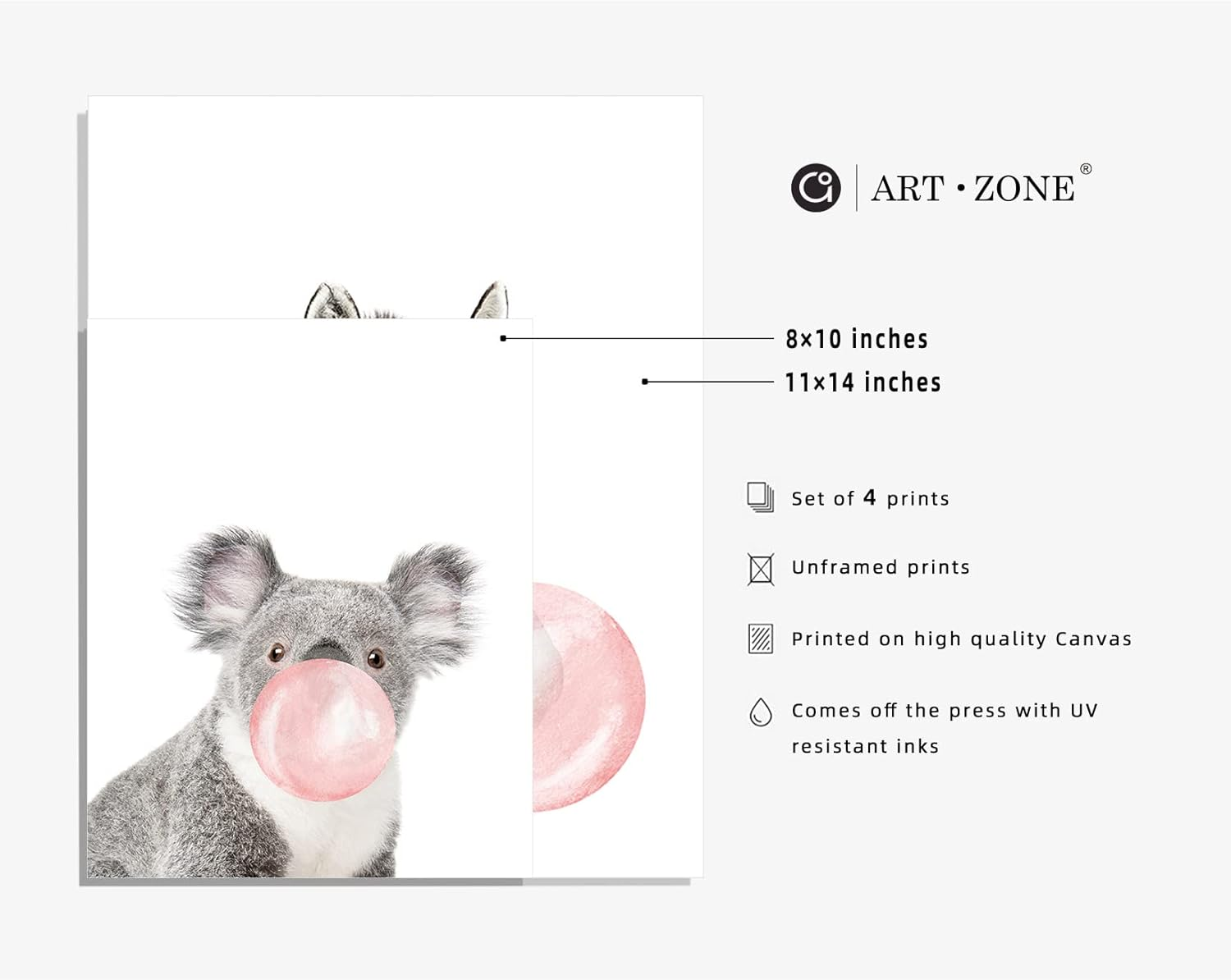 Woodland Nursery Animal Wall Art for Bedroom, Set of 4, 8X10 Canvas Poster Prints, Unframed, Posters for Girls Room, Safari Nursery, Kids Wall Decor image number 5