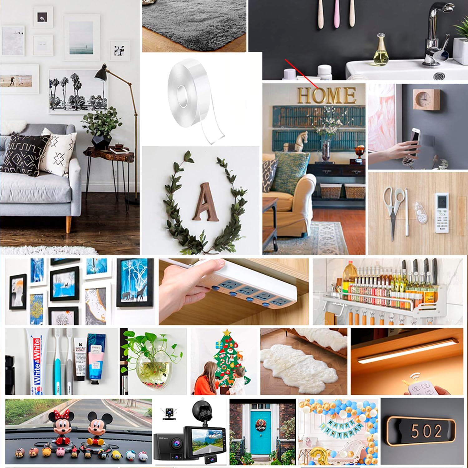 Double Sided Tape, 16.7Ft Transparent Nano Tapes, Multipurpose Removable Mounting Adhesive Grip, Reusable Strong Sticky Wall Strips for Paste Items,Household (5Meters) image number 3