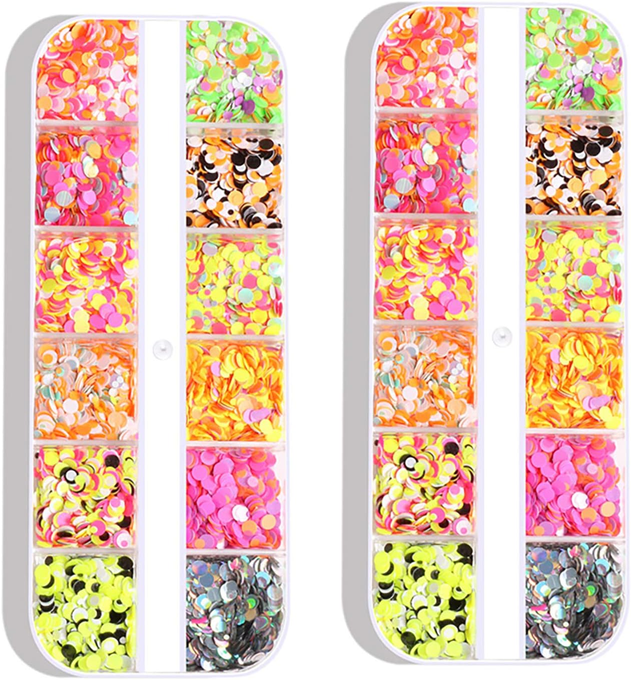 2 Boxes Nail Art Sequins Colorful Polka Dot Nail Patch Glitter Powder image number 2