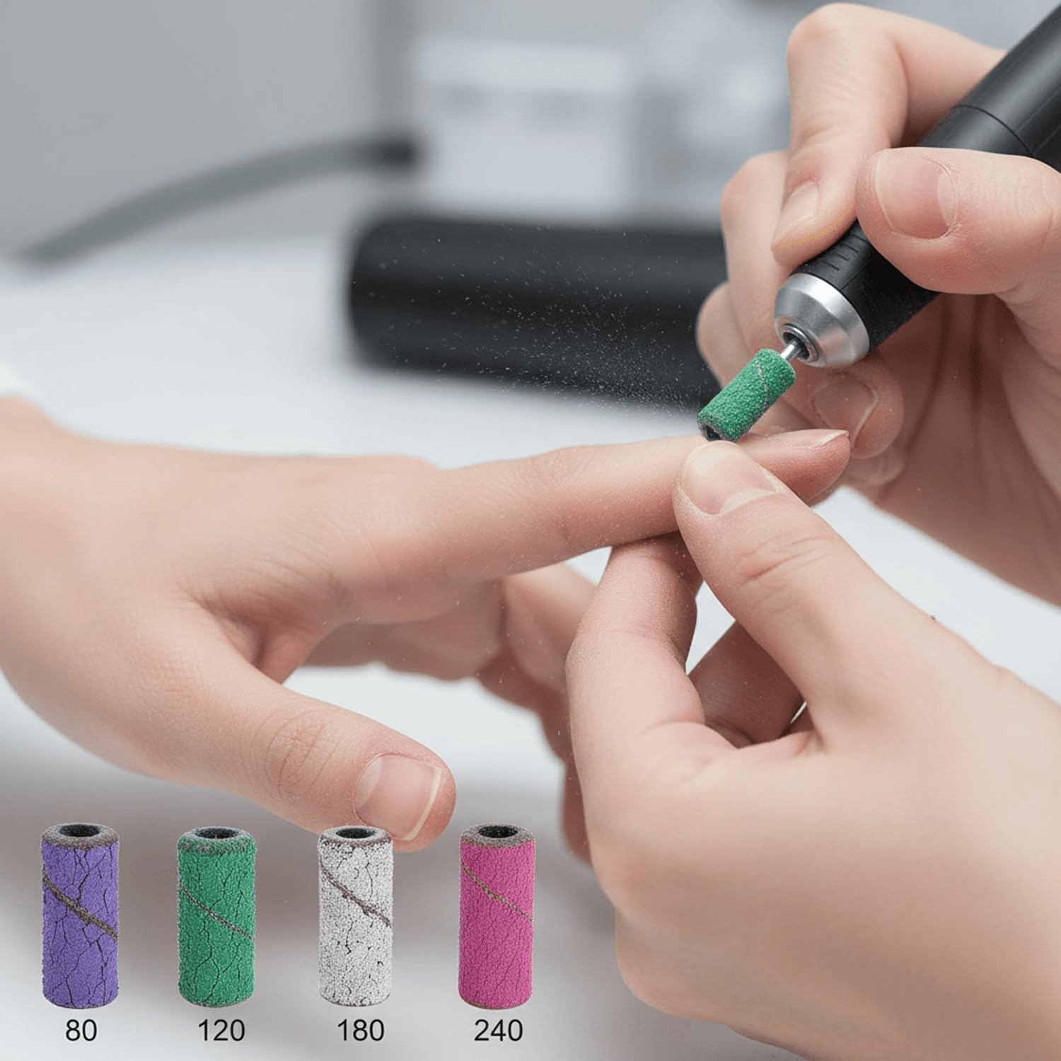 Small Sanding Bands for Nail Drill, Professional Nail Drill Bits for Manicure and Pedicure with 3Mm Mandrel - 4 Sizes and 120 Pcs for Nail Art, Acrylic Nails, Cuticle Care - Povtor