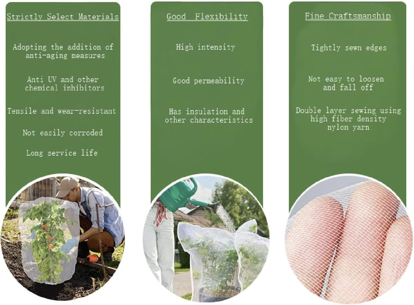 Hysgscwd 7.9 X 7.9 Ft Large Fruits Tree Netting Bags, Garden Plant Netting Cover with Zipper and Drawstring, Bird Plant Barrier, Flower Blueberry Bushes Mesh Screen for Preventing Deer Squirrel Cicada image number 6