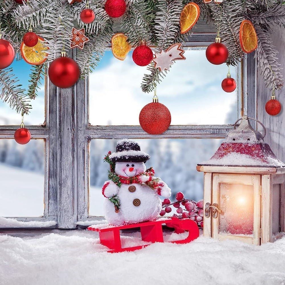 101Piece Red Christmas Ball Ornaments, Decorative Baubles Hanging For image number 6