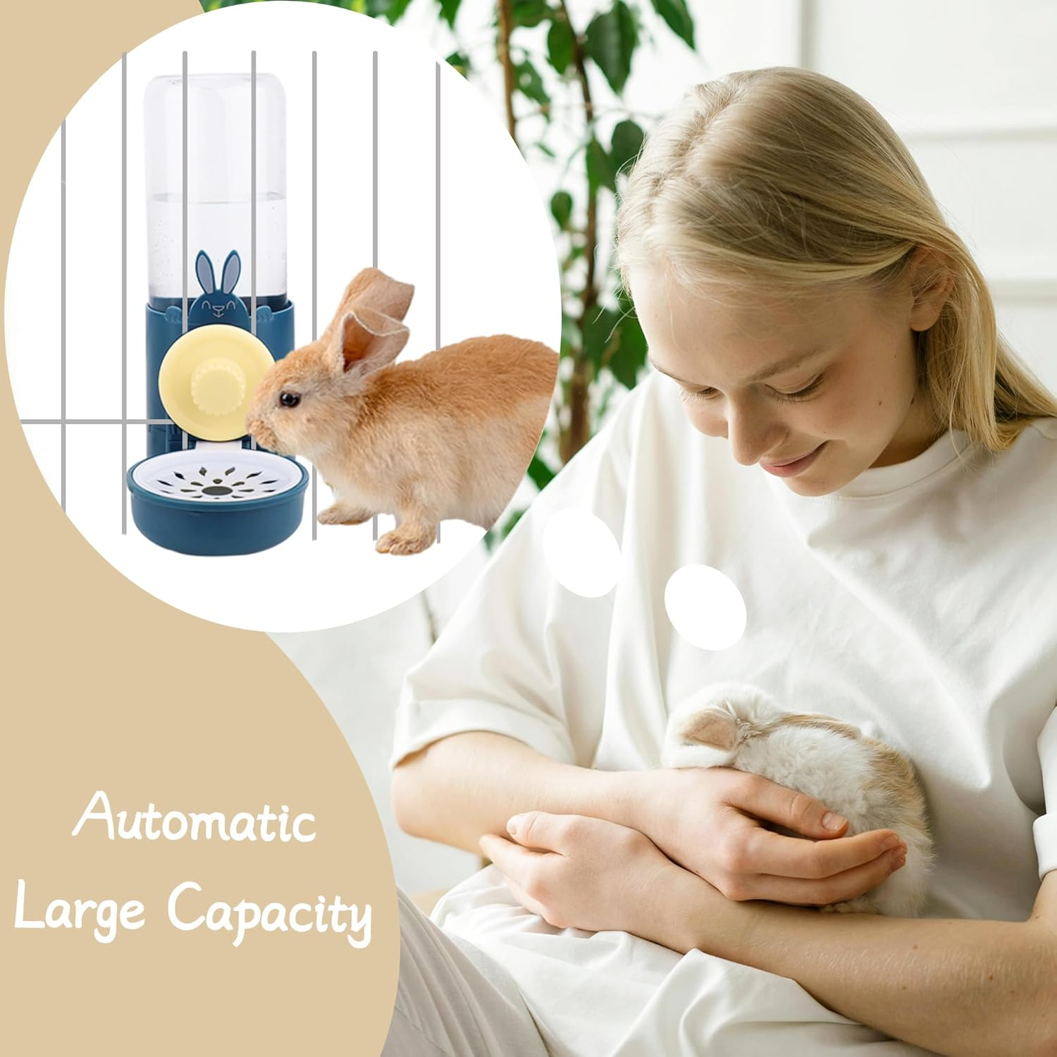 Rabbit Water Bottles 500Ml Large Guinea Pig Non Drip Automatic Kettle for Bunny/Ferret/Hedgehog Small Animal Dispenser (Blue) image number 1