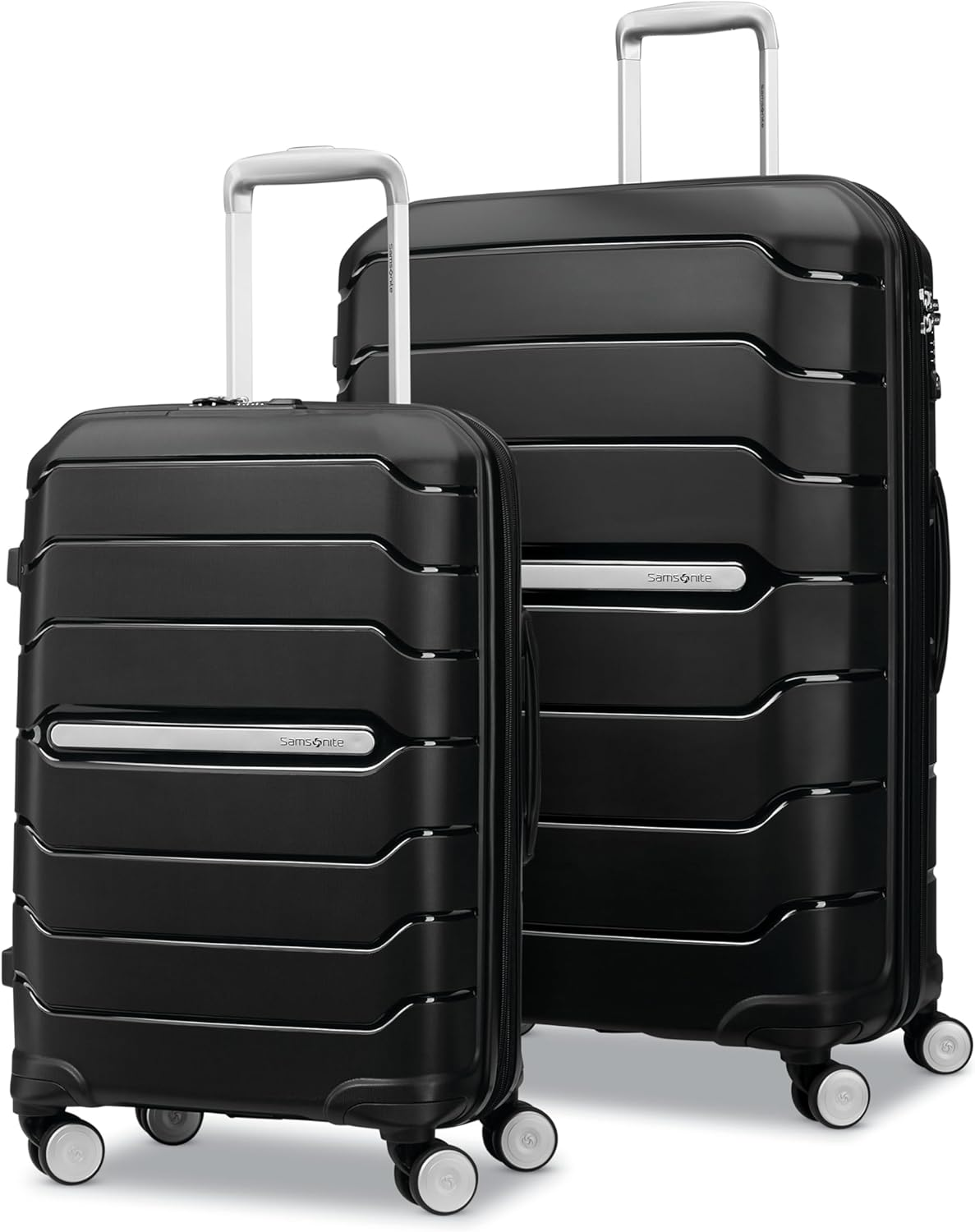 Samsonite Freeform Hardside Expandable with Double Spinner Wheels, Black, 2-Piece Set (Carry-On/Large), Freeform Hardside Expandable with Double Spinner Wheels