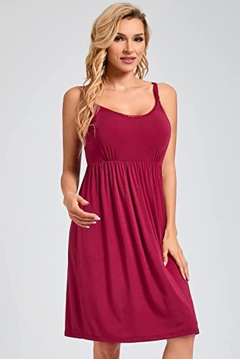 Sosolism Women'S Nursing Nightdress with Padded Lace Trim Breastfeeding Dress Adjustable Strap Maternity Nursing Dress image number 1