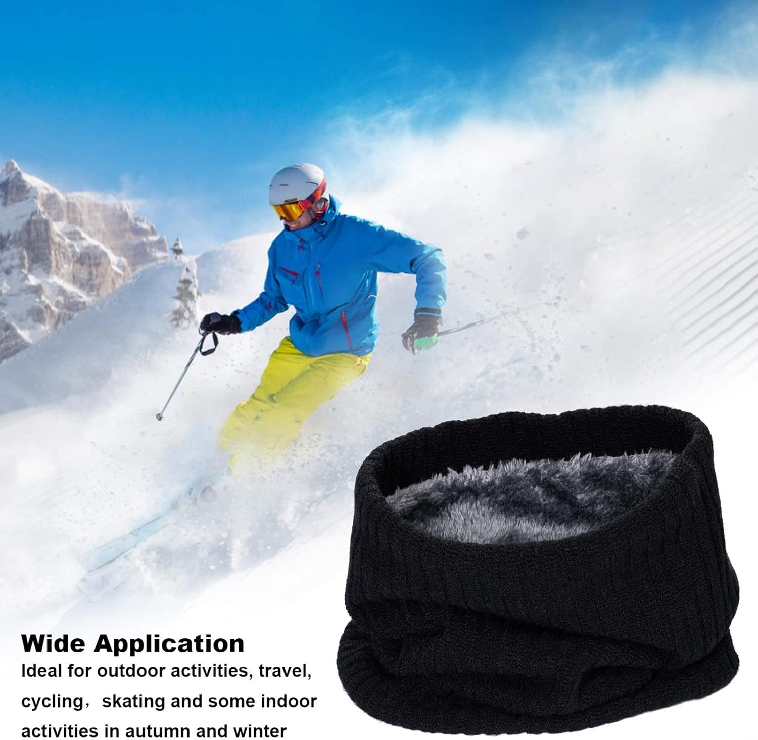 Winter Neck Warmer Gaiter Scarf Winter Outdoor Thermal Snood Fleece Tube Ski Neck Warmer Gaiter Beanie Hat for Mens Womens Cycling Outdoor Sports image number 6