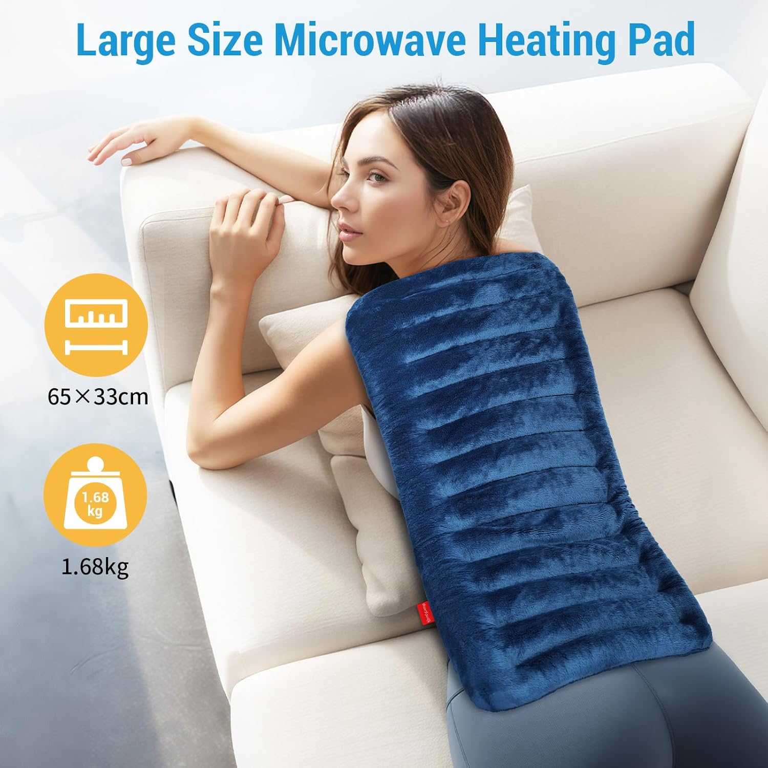 Comfytemp Extra Large 65X33Cm Microwavable Heating Pad for Back Pain Relief, Reusable Weighted Heat Pack，Moist Heating Pad for Neck Shoulder, Cramps, Physical Therapy for Muscle Aches, Joints, Warm Compress image number 4