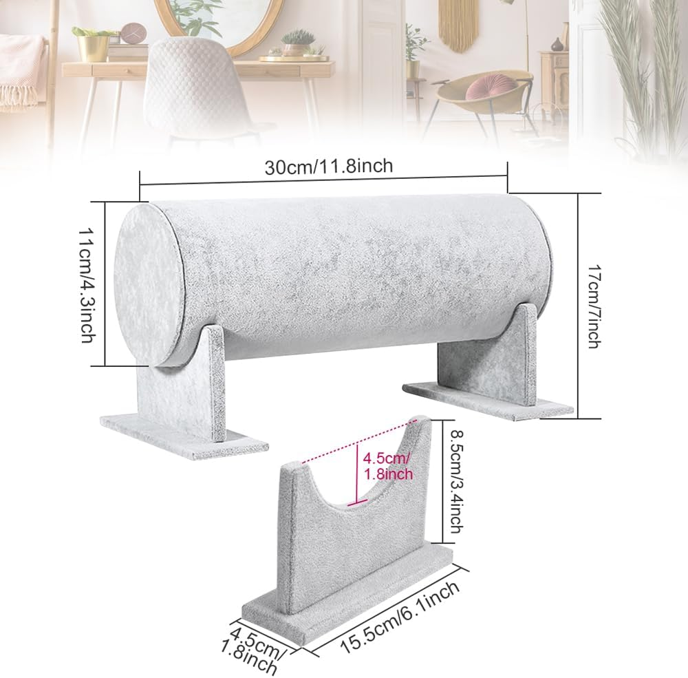 LANSKYLAN Headband Stand Velvet Headband Holder Girls Hair Band Holder Removable Headband Holder T-Shaped Jewellery Holder Grey Stand for Headband Hair Band Hair Accessory image number 5