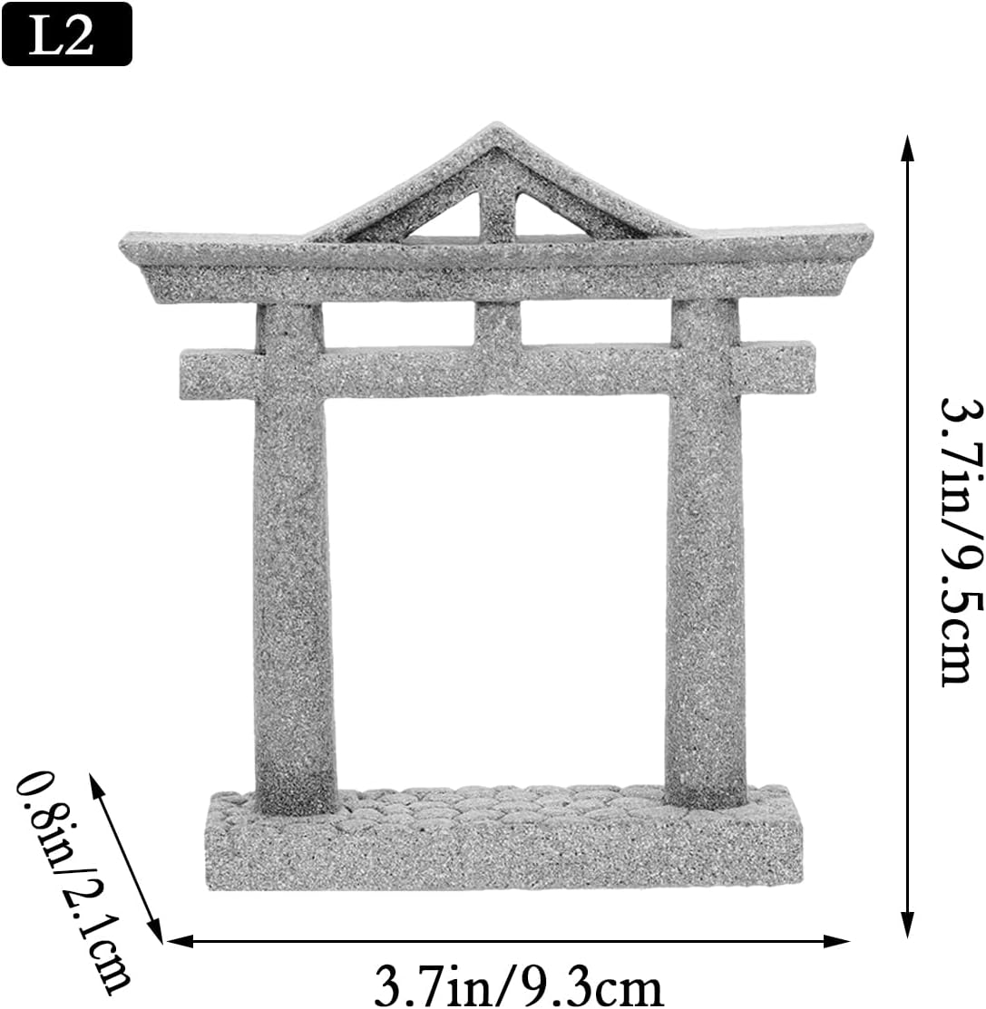 Livelyfish Japanese Fish Tank Decorations Asian Aquarium Decor Torii Gate Ornament Japanese Shrine Oriental Pagoda Aquarium Sandstone Bridge Statues Betta Fish Decorations for Tank, L2 image number 5