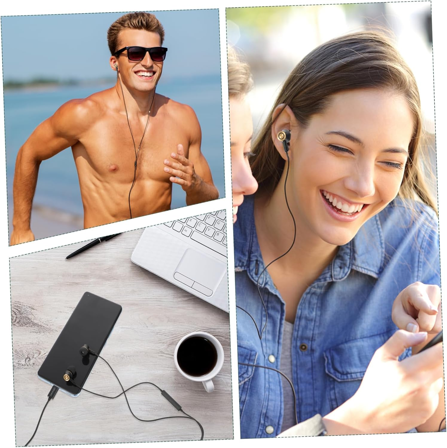 OFFIGAM USB C In-Ear Earbud Headphones with Microphone and Volume Control, Noise Canceling Stereo Headset for Phones and Tablets, Black Metal Design for Daily Use image number 4