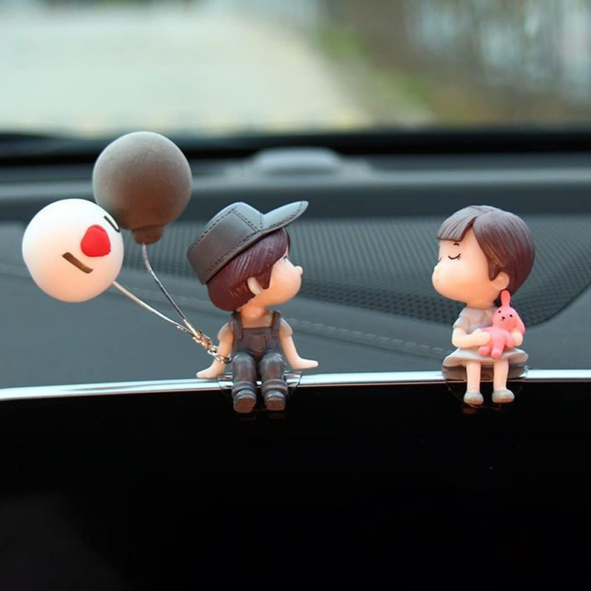 2 Pairs Decors Plastic Girls Car Figure Cartoon Romantic Girl Balloon Decoration Action Dashboard and Resin for Accessories Cute Kiss Day Interior Boy image number 5