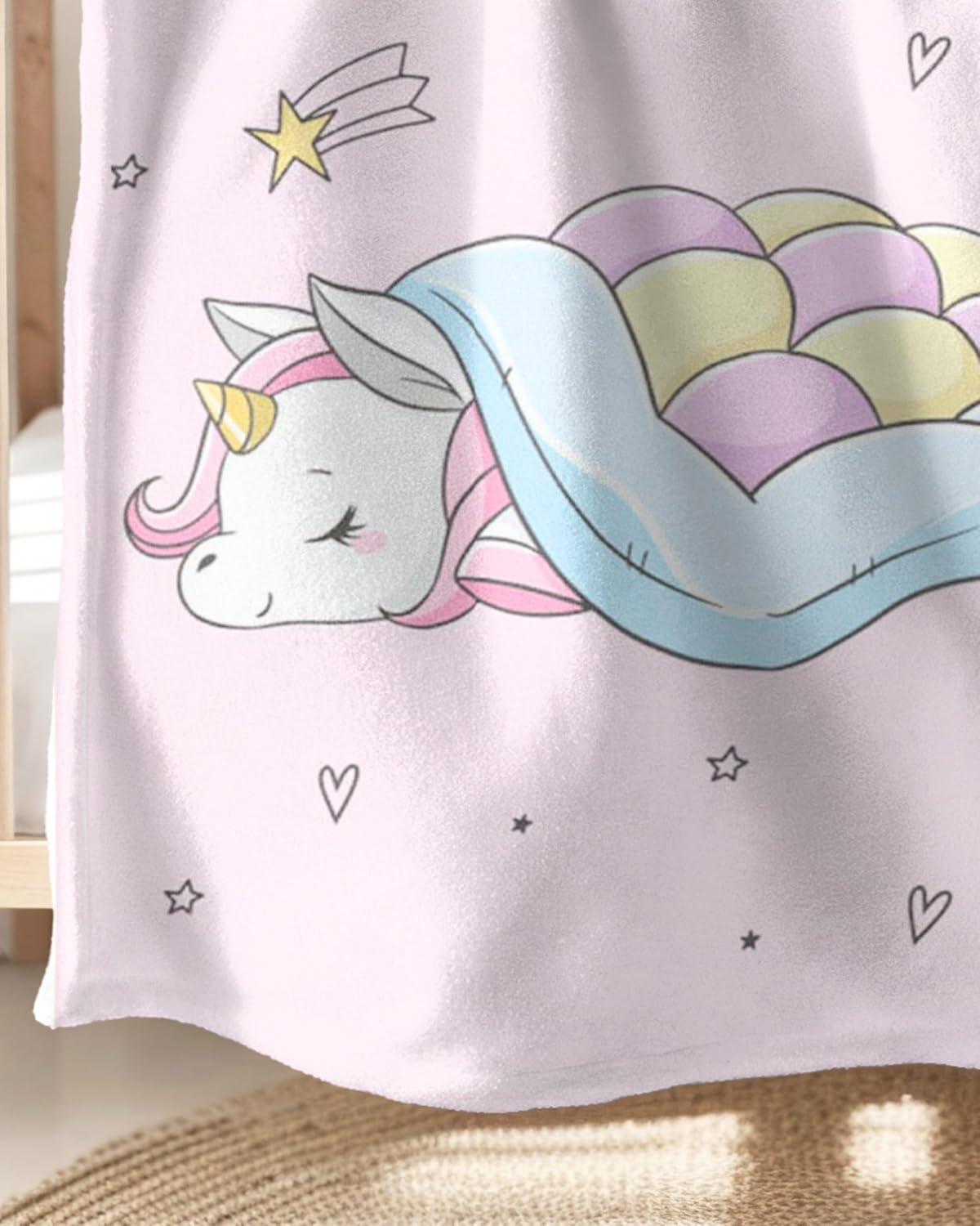 Mtonlinehandel Unicorn Blanket 150 X 200 Cm ☆ Fleece Blanket Fluffy in Pink Unicorn Cuddly Blanket for Children, Girls, Teenagers ☆ Cuddly Blanket Rainbow ☆ Throw Matching Bed Linen image number 3