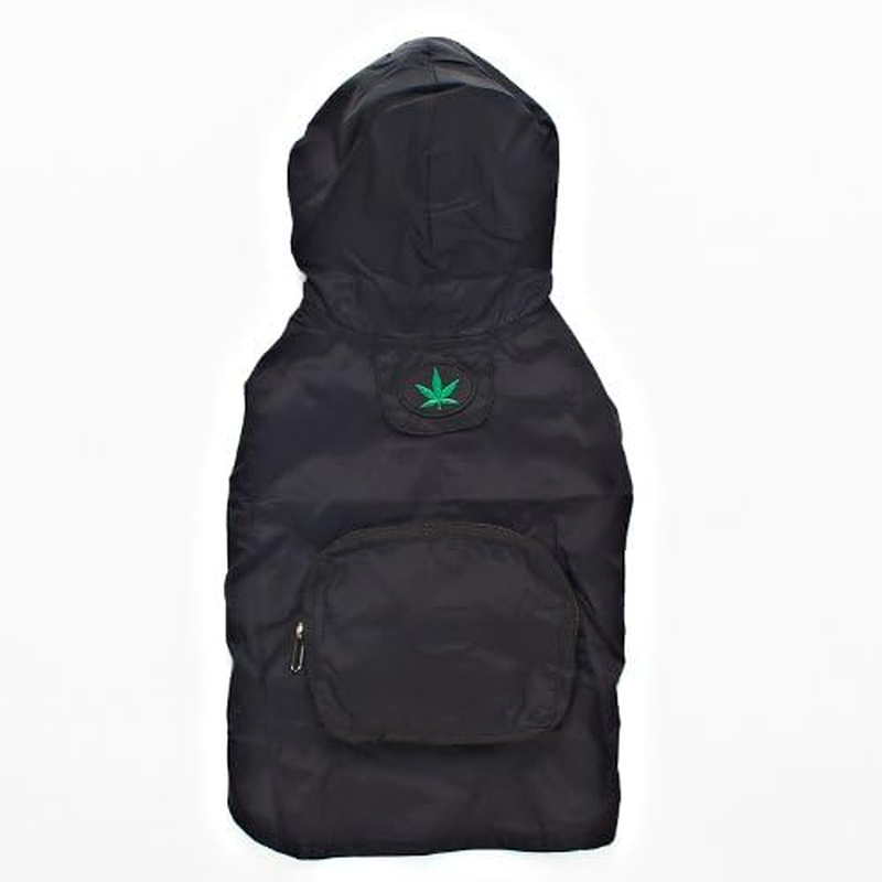 Fab Dog Travel Pocket Raincoat (Raincoat) Black / Leaf S Size