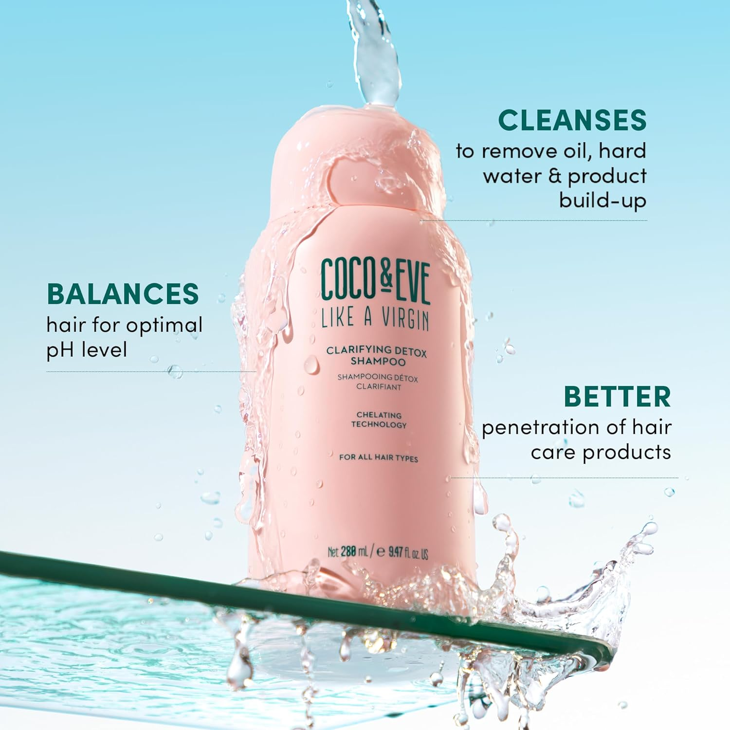 Coco and Eve Clarifying Detox Shampoo. Remove Hard Water & Product Build Up. with Hibiscus Cider Vinegar to Detox Scalp. Color Safe & Non-Stripping. (280 Ml) image number 6