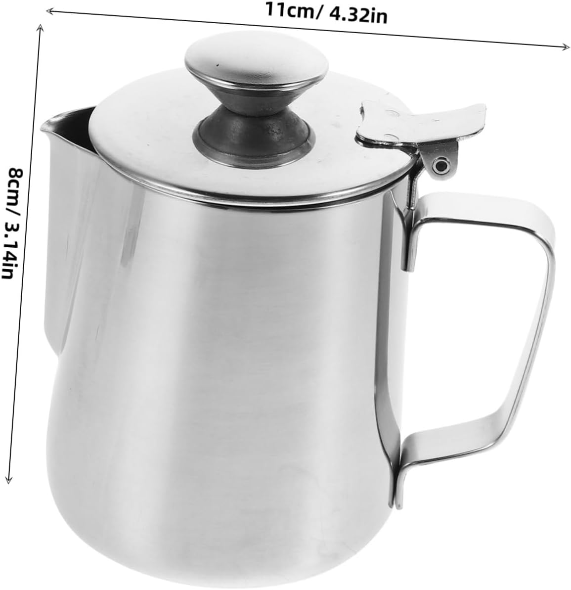 HIAKDOFT Pull Flower Cup Coffee Cup Espresso Milk Steam Pitcher Milk Frother with Lid Small Pouring Jug Stainless Steel Silver image number 3