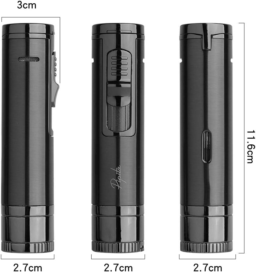 PIPITA Torch Lighter with Holder & Needle,Windproof Single Jet Torch Butane Gas Lighter Refillable Torch Lighters with Punch(Without Gas) image number 6