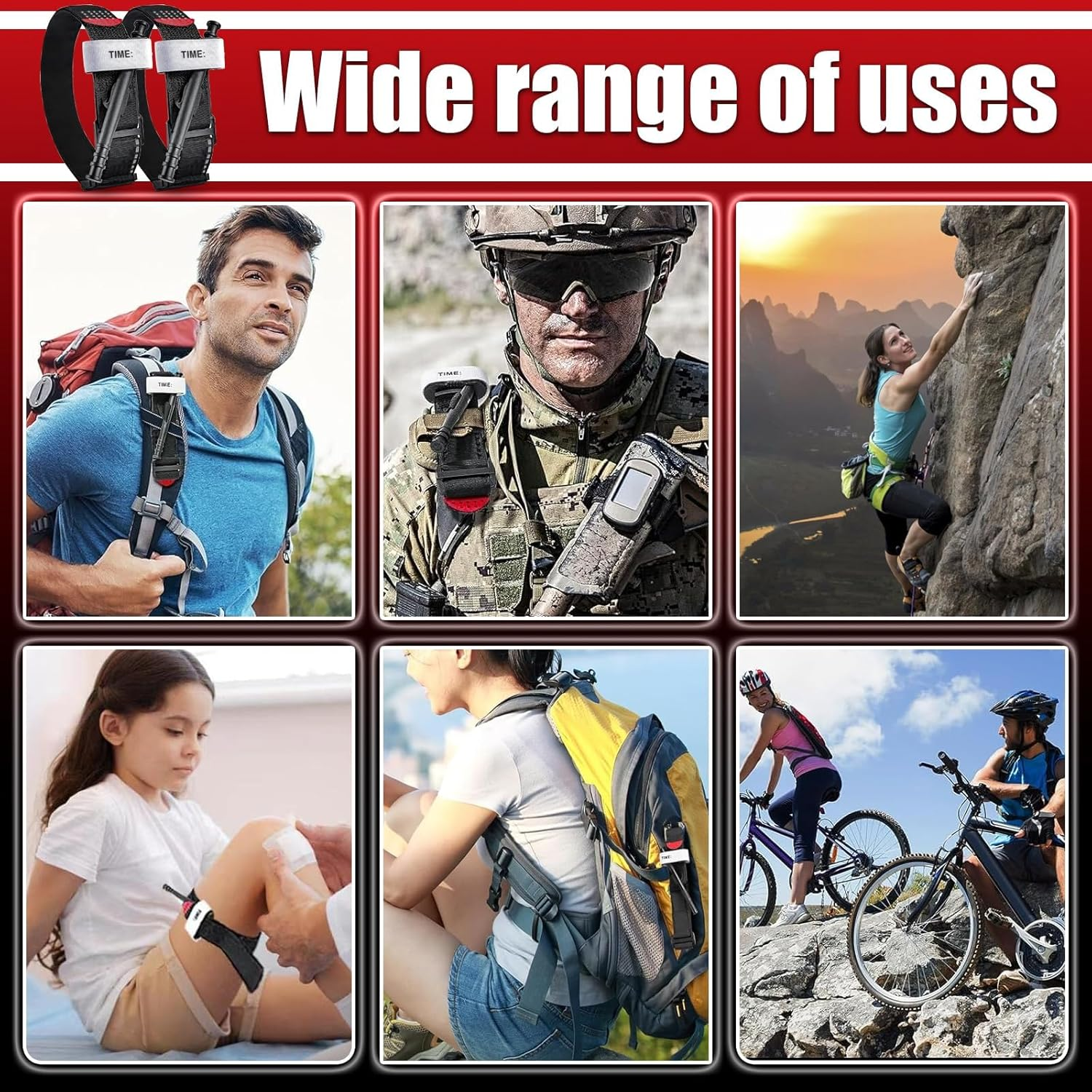 Tourniquets for Deep Cuts, Artery Bleeding, Gunshot Wounds, 2 Pcs Emergency Tourniquets, Outdoor Tourniquets for First Aid, Hemorrhage Control, Severe Emergencies, Occluding Blood Flow image number 6