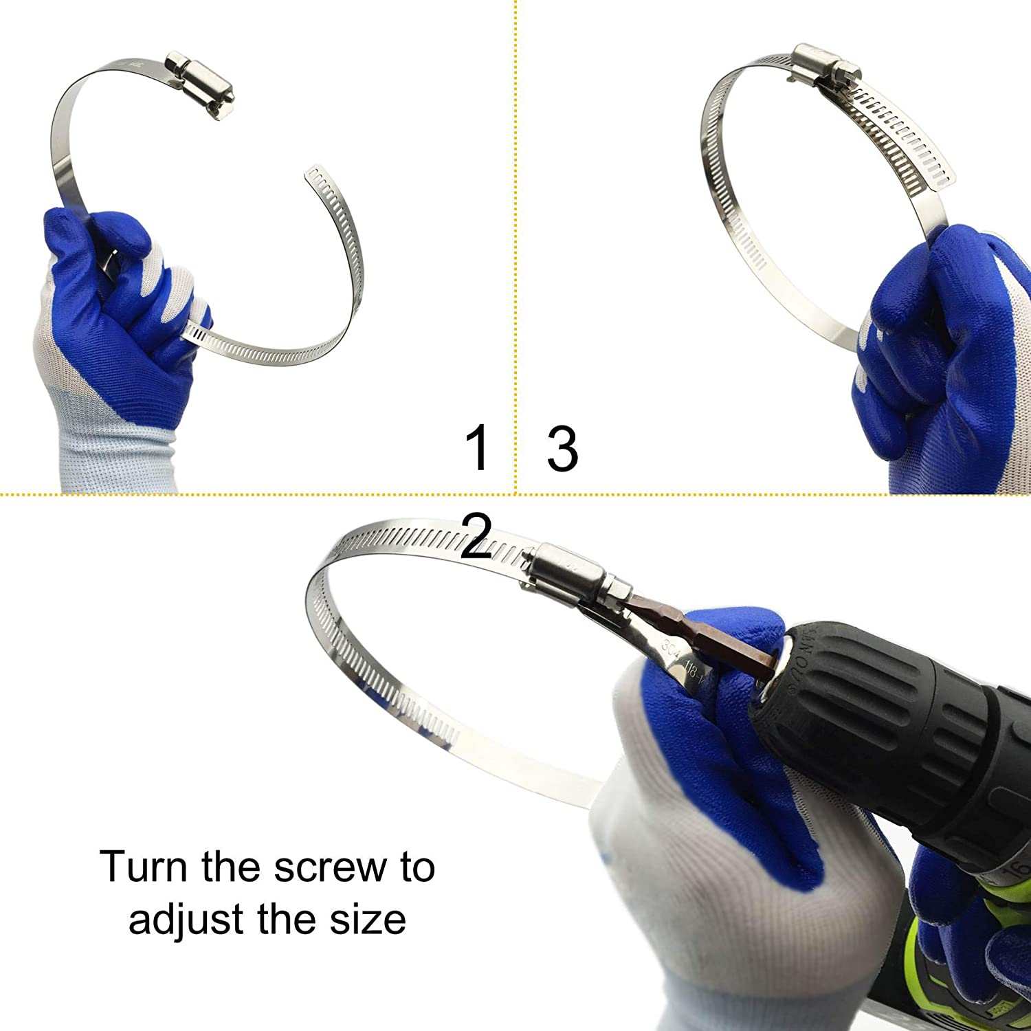 8Pcs 3" Adjustable 304 Stainless Steel Duct Clamps Hose Clamp Pipe Clamp Air Ducting Clamp Worm Drive Hose Clamps (65Mm-89Mm) image number 5