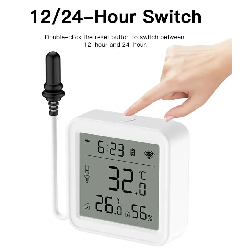 Uantii Smart Temperature Humidity Sensor with 1M External Probe Tuya Wifi Thermometer Temperature Sensor for Aquarium Water Tank,App and Voice Monitor,Compatible with Alexa and Google Assistant image number 3