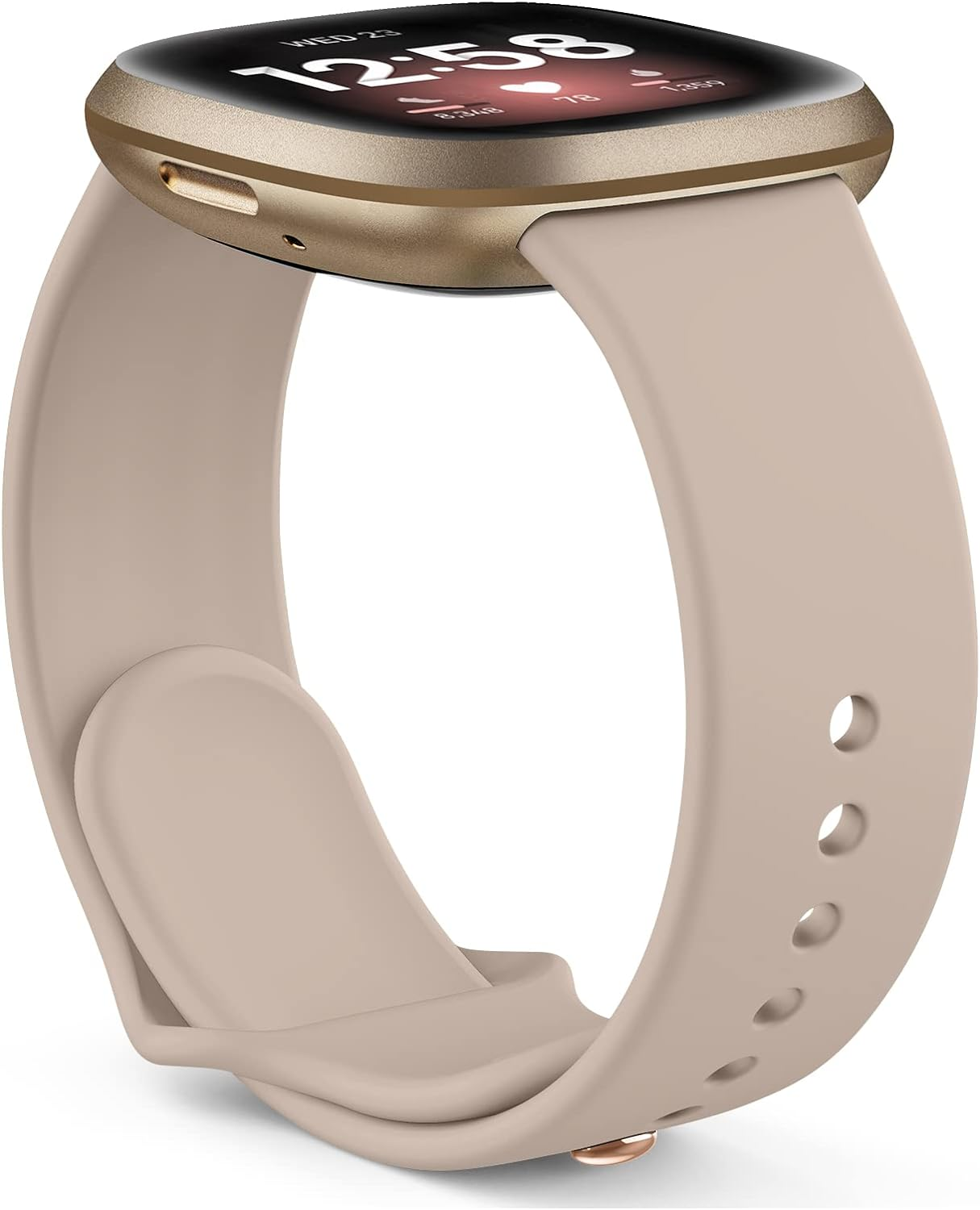 Sport Band for Fitbit Versa 4 / Fitbit Versa 3 Bands, Fitbit Sense 2 / Fitbit Sense Band Women Men, Soft Silicone Sport Straps Replacement Wristbands Compatible with Fitbit Versa 4 / Fitbit Sense 2 Smart Watch - Starlight image number 6