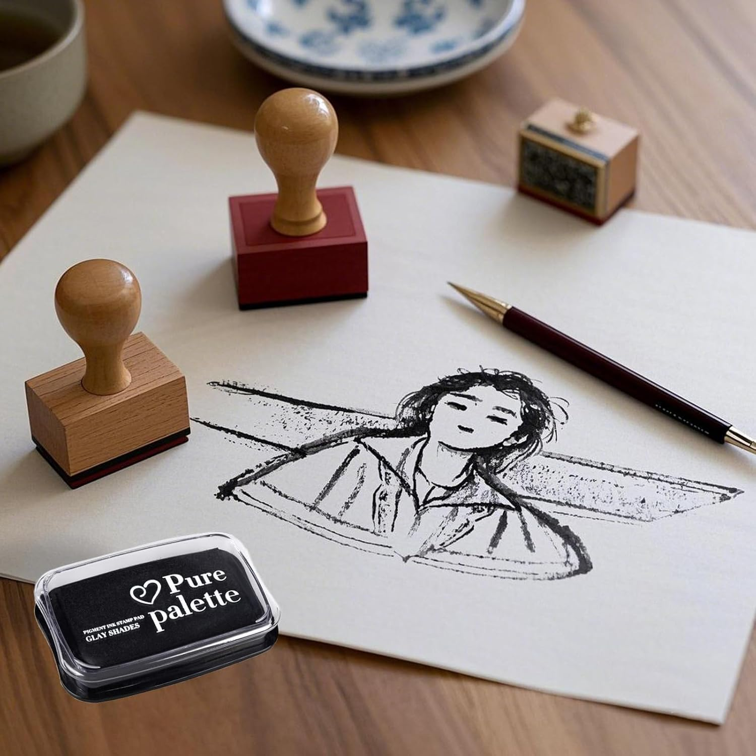 Sgphrzlt Vintage Ink Pads for Rubber Stamps, Washable Fabric Stamp Pad, Permanent Craft Finger Print Thumbprint Ink Pads with High-Density Sponge for Paper Scrapbook Art Poster, Red image number 1