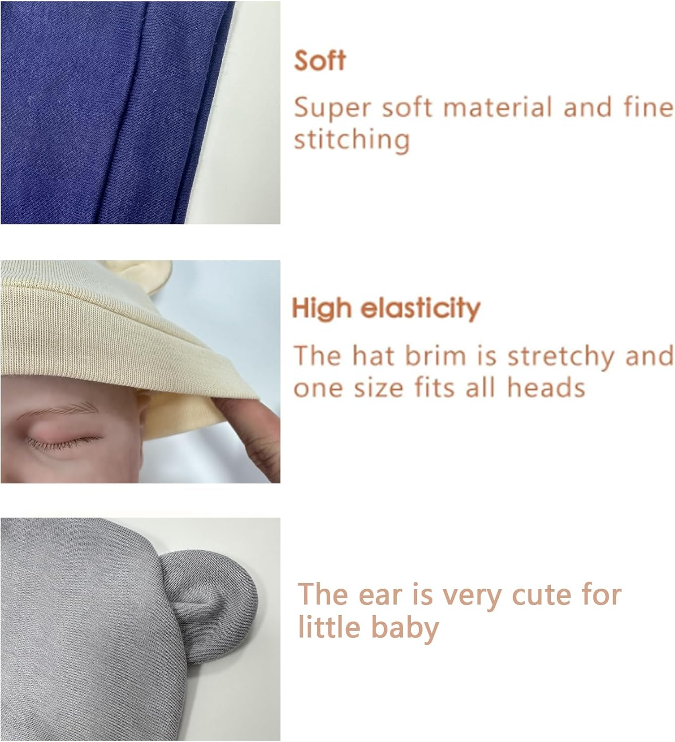 Jastore Newborn Baby Hat Bear Ears Infant Caps Baby Boy Girl Toddler Hats Infant Beanie Caps for 0-3 Months