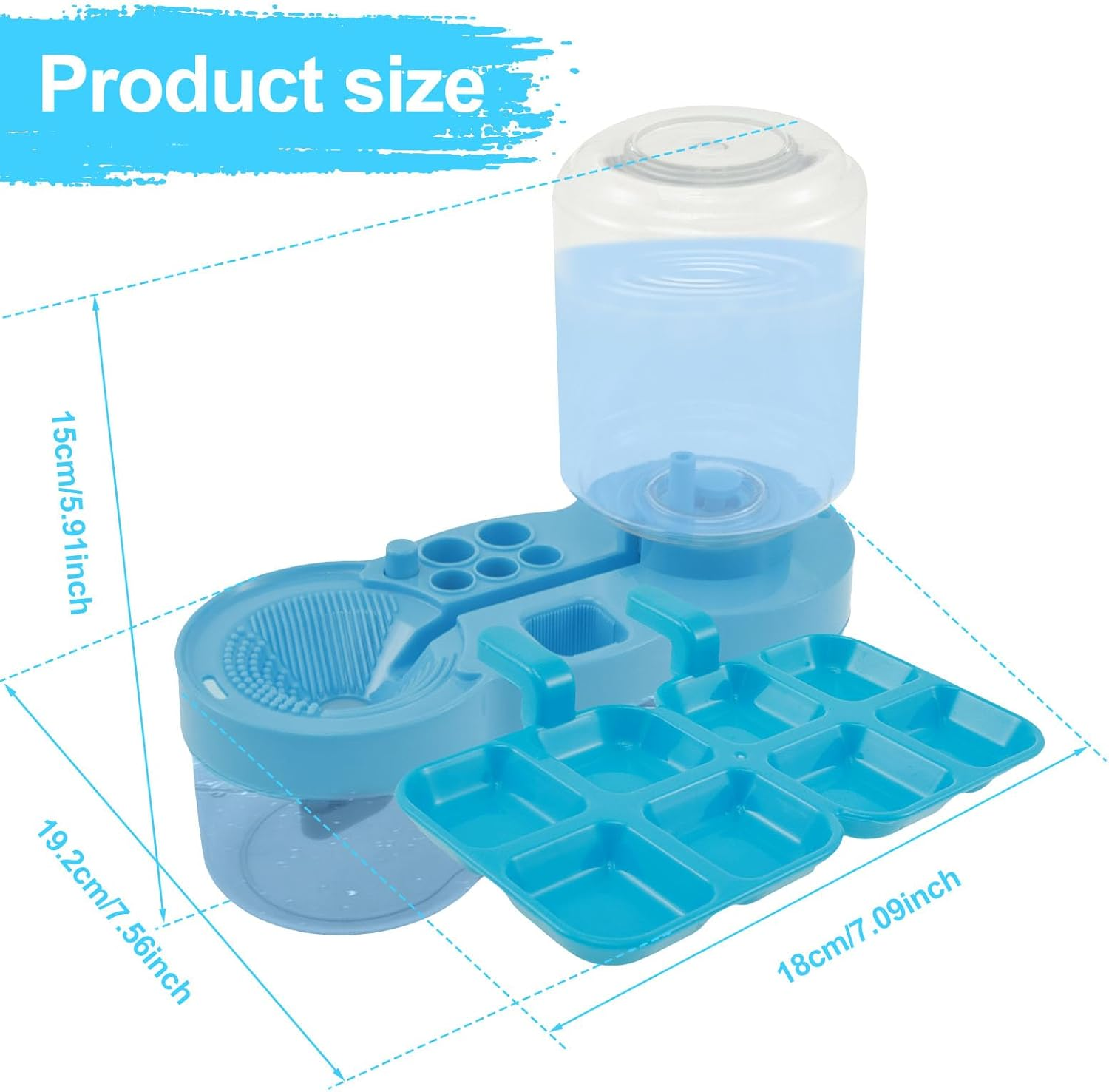 MABCIRY Paint Brush Cleaner with Water Circulation Tool, Paint Tray, Rinser with Drain and Brush Holder - Painting Station for Acrylic Watercolor (Blue) - Blue image number 3