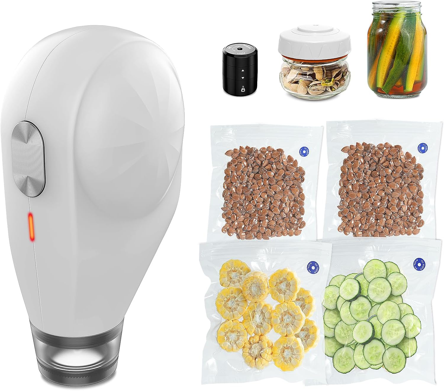 Electric Vacuum Sealer Kit, All in One for Mason Jars, Bags, and Wine Bottles, Ideal for Food Storage, Beverage Saver, Meal Prep, Pickling and Preserving image number 2