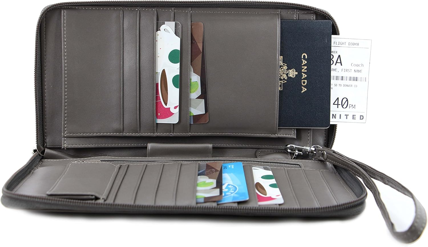 Mybitti Zip-Around Passport Wallet Executive Boarding Pass Holder - Red image number 4