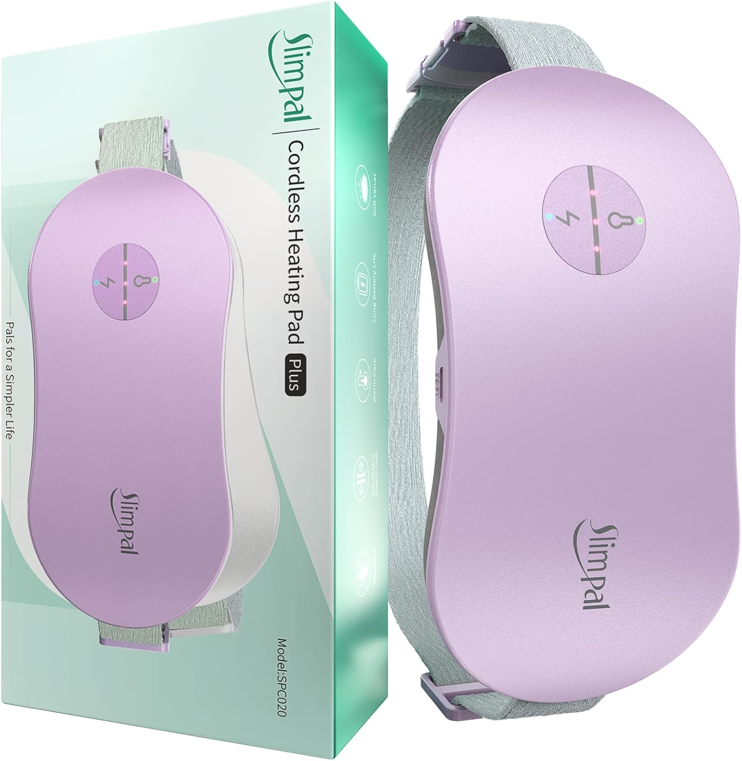 Slimpal Menstrual Heating Pad for Cramps, Portable Cordless Heating Pad for Period Pain Relief, Electric Wearable Heat Belt, Gifts for Women Girls, Purple