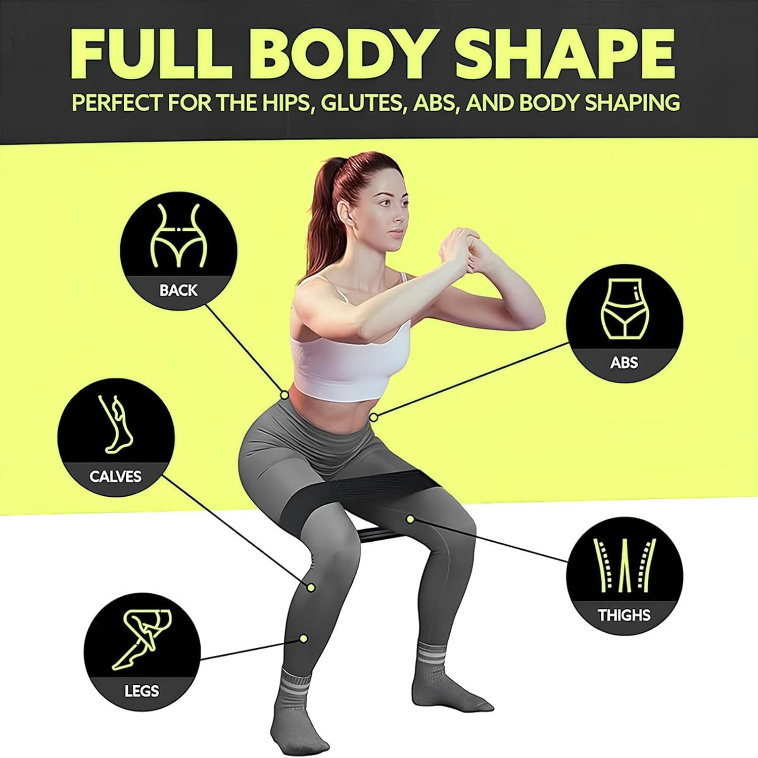 Resistance Bands, Resistance Bands Set with Non-Slip Design for HIPS & Glutes Booty Bands for Women and Men, Workout Bands for Home Fitness, Yoga, Pilates image number 3