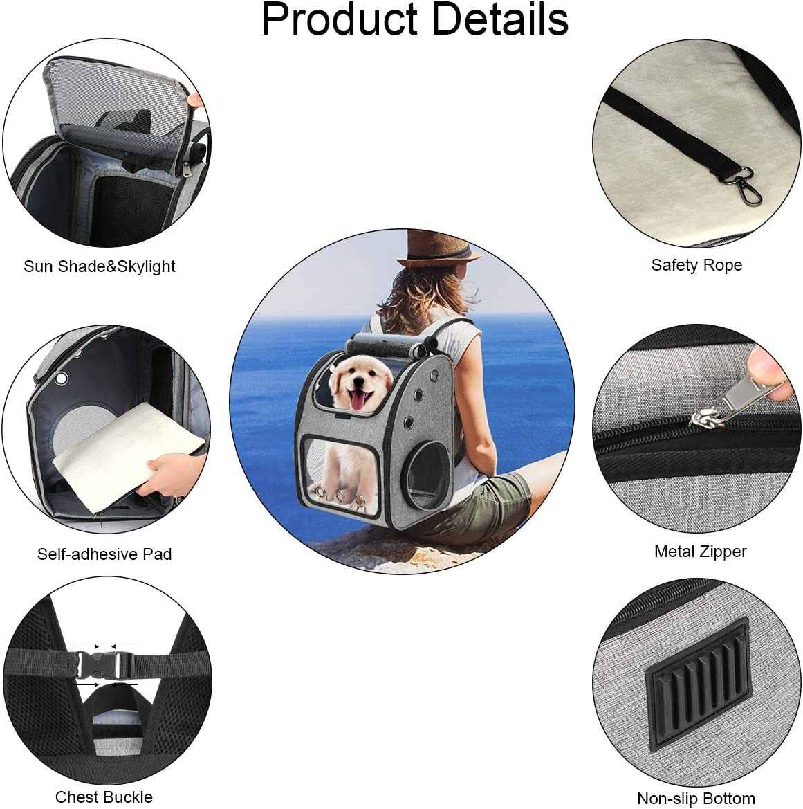 COVONO Expandable Pet Carrier Backpack for Cats, Dogs and Small Animals, Portable Pet Travel Carrier, Super Ventilated Design, Airline Approved, Ideal for Traveling/Hiking/Camping image number 4