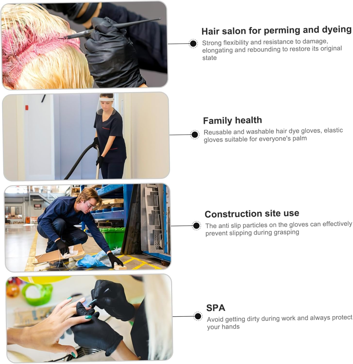 DEARMAMY 3Pairs Hair Dye Gloves Slip Resistant Shampoo Gloves for Hair Coloring Barber Salon Use Protective Washable for Women Men image number 3