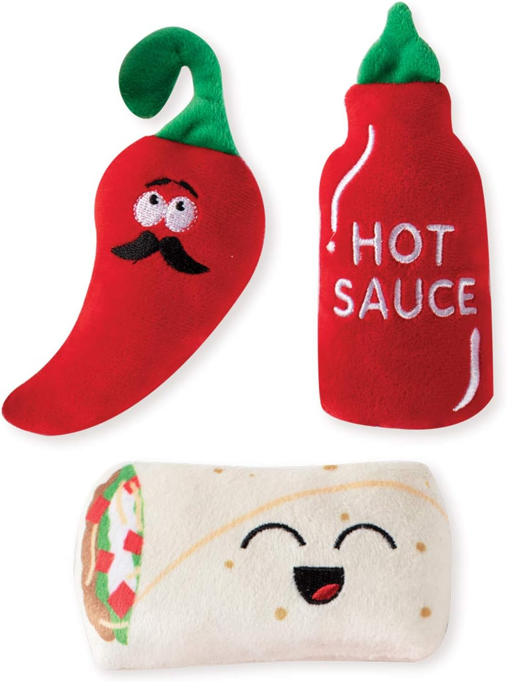 Fringe Studio Squeaker Pet Toy Set, Set of 3, Hot & Spicy (289435)