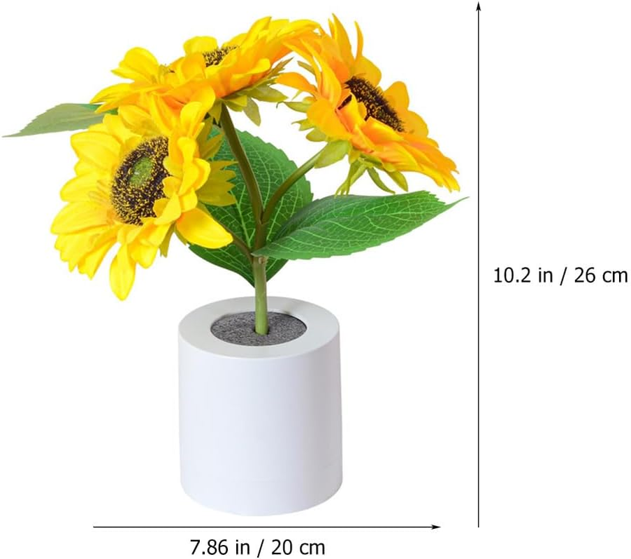 Bestonzon Sunflower LED Lamp, USB Rechargeable Flower Lamp, Bedroom Touch Lamp Desk LED Sunflower Lamp Night Kids Light, Artificial Night Light for Bedroom, Living Room Decor