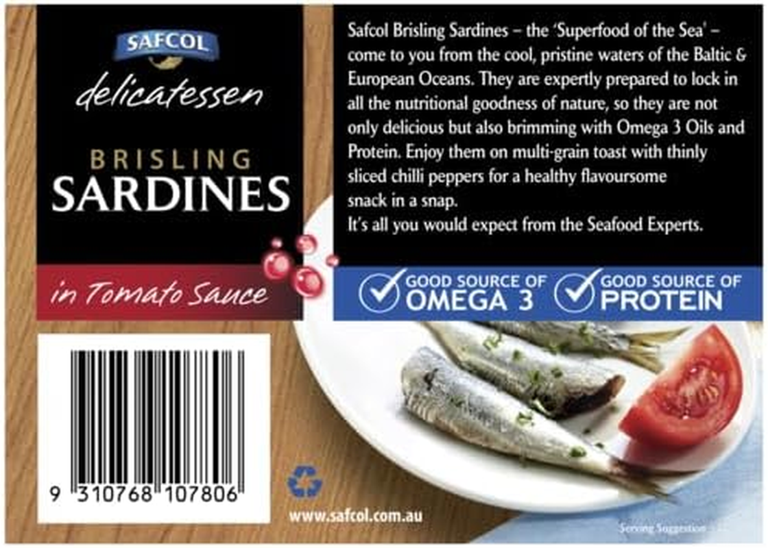 Safcol Australia Brisling Sardines in Tomato Sauce 110G Cans, 8 Pack image number 2