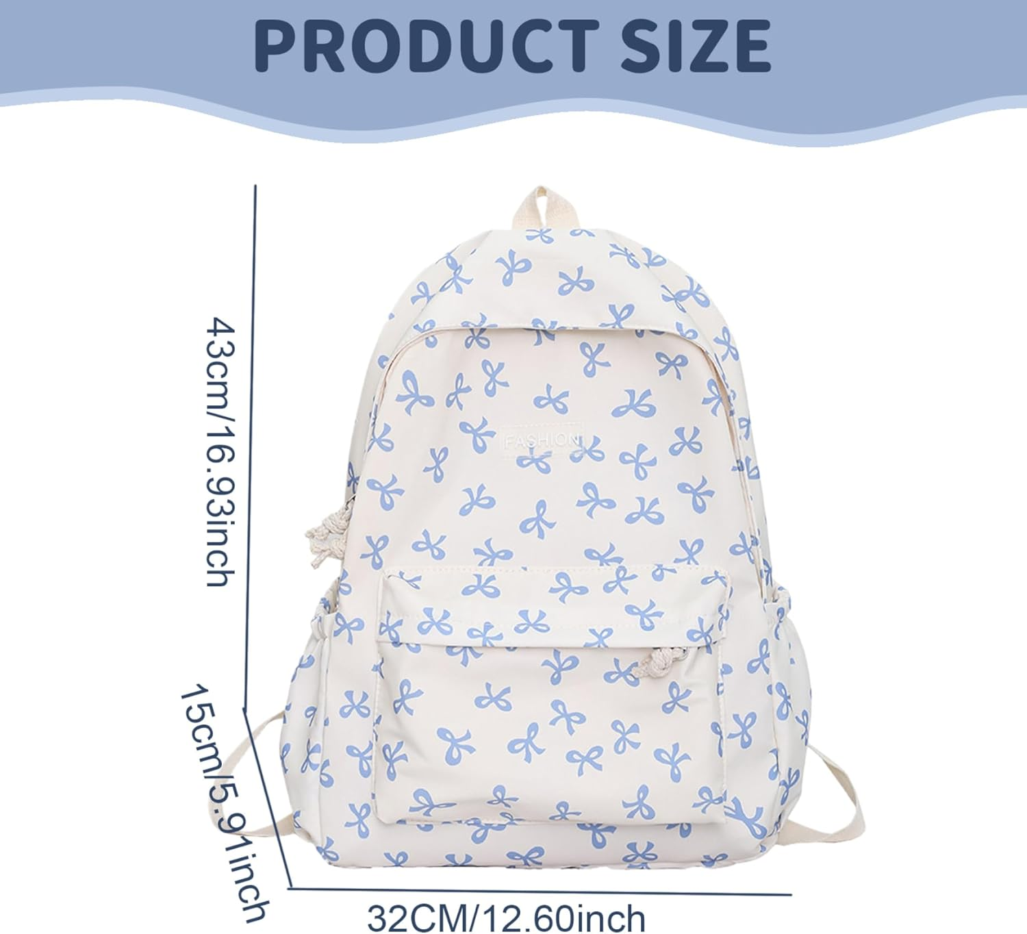 Cute Backpack, Large Capacity Preppy Backpack with Multi-Pocket, Kawaii Backpack with Adjustable Strap for Teens Girls image number 3