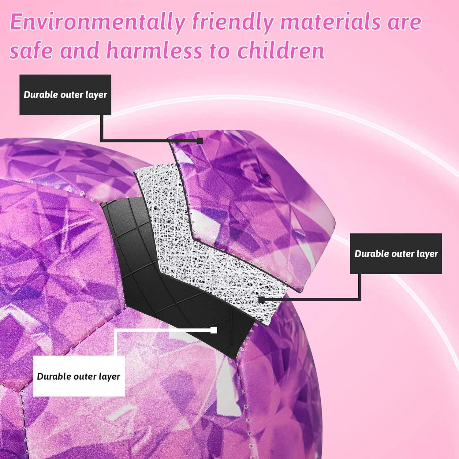 BYAOSUN Soccer Ball Size 3 for Kids, Premium TPU Toddler Soccer Balls Interactive Indoor Outdoor Sports Toys for Kid Children Boys Girls Teenager Schoolboys Birthday Gifts image number 2