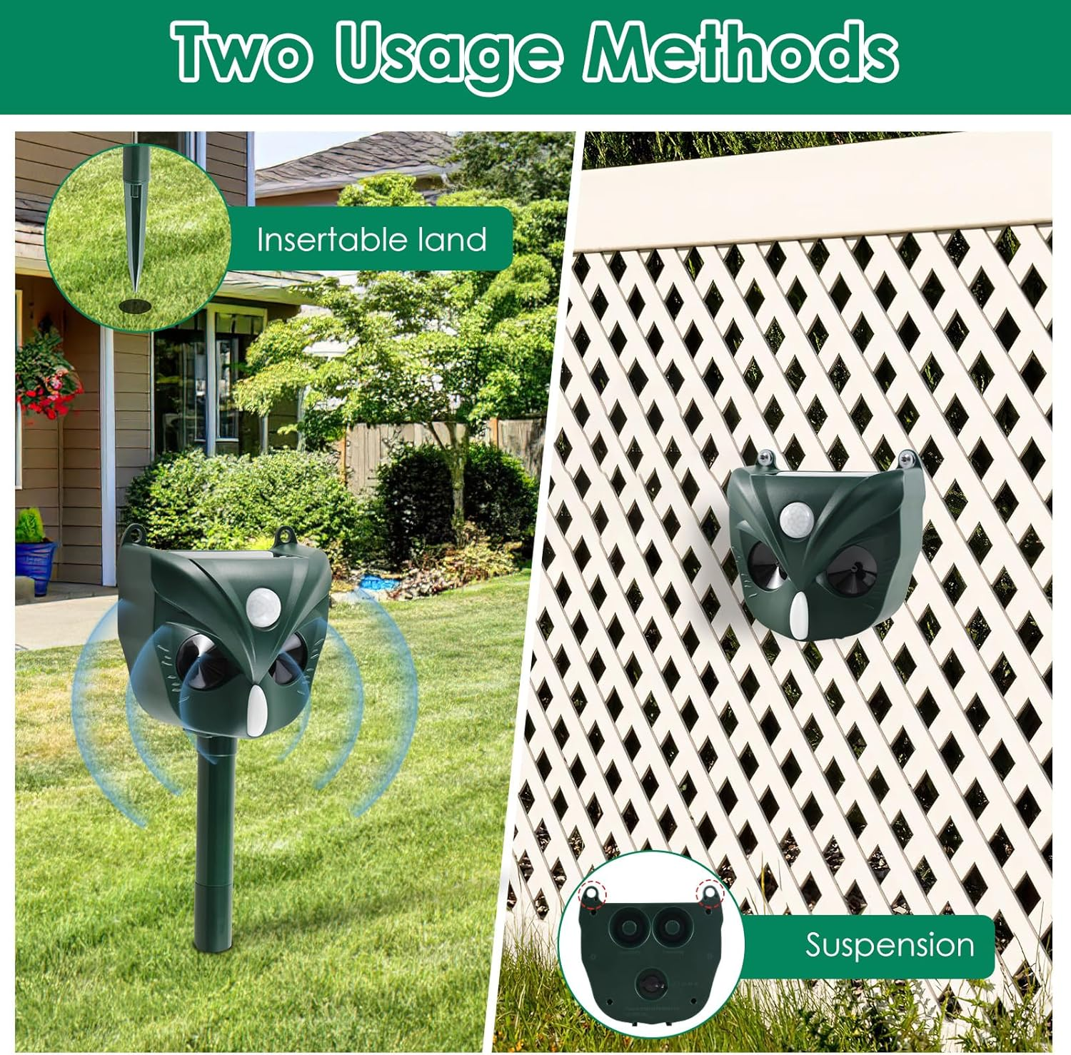 DJAPWPX Ultrasonic Cat Deterrents 5 Sensitivity Modes Solar Cat Repellent 1800Mah Rechargeable Solar Repellent Devices Solar Animals Repeller Humane Outdoor Ultrasonic Repeller for Yard Lawns image number 6