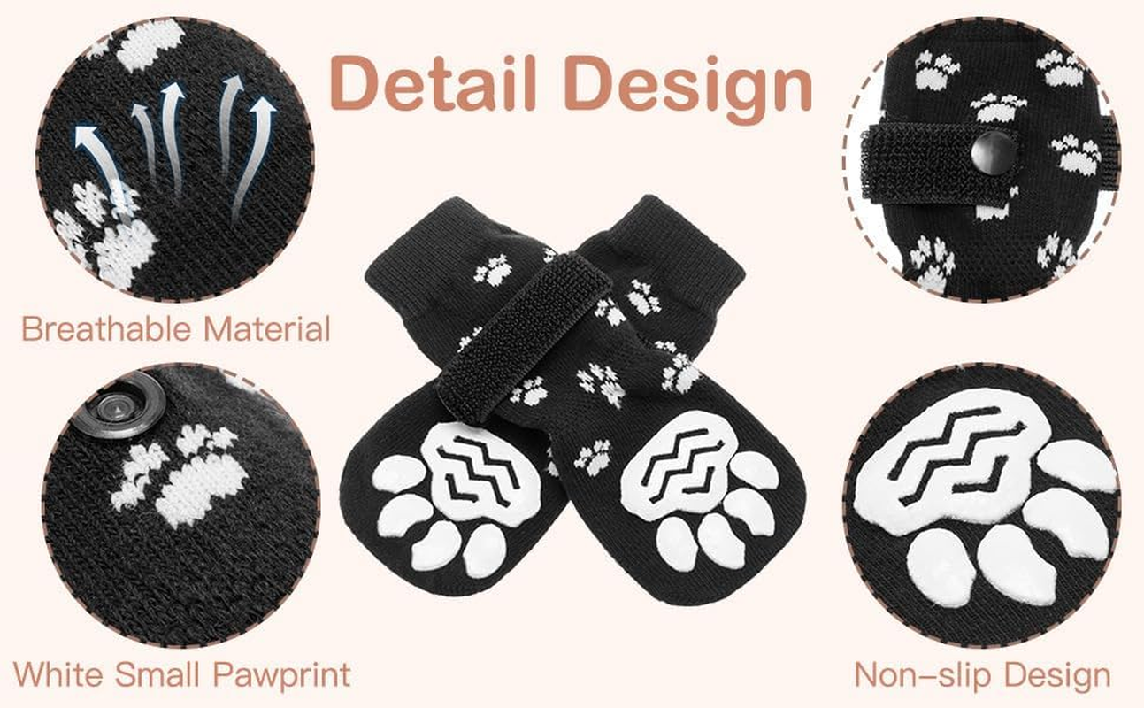 Anti-Slip Dog Socks,Dog Shoes for Hot/Cold Pavement,Paw Protectors with Grips 2 Pairs for Puppy Small Medium Large Senior Old Dogs,Dog Socks to Prevent Licking and Hardwood Floor Protection (Black, M)