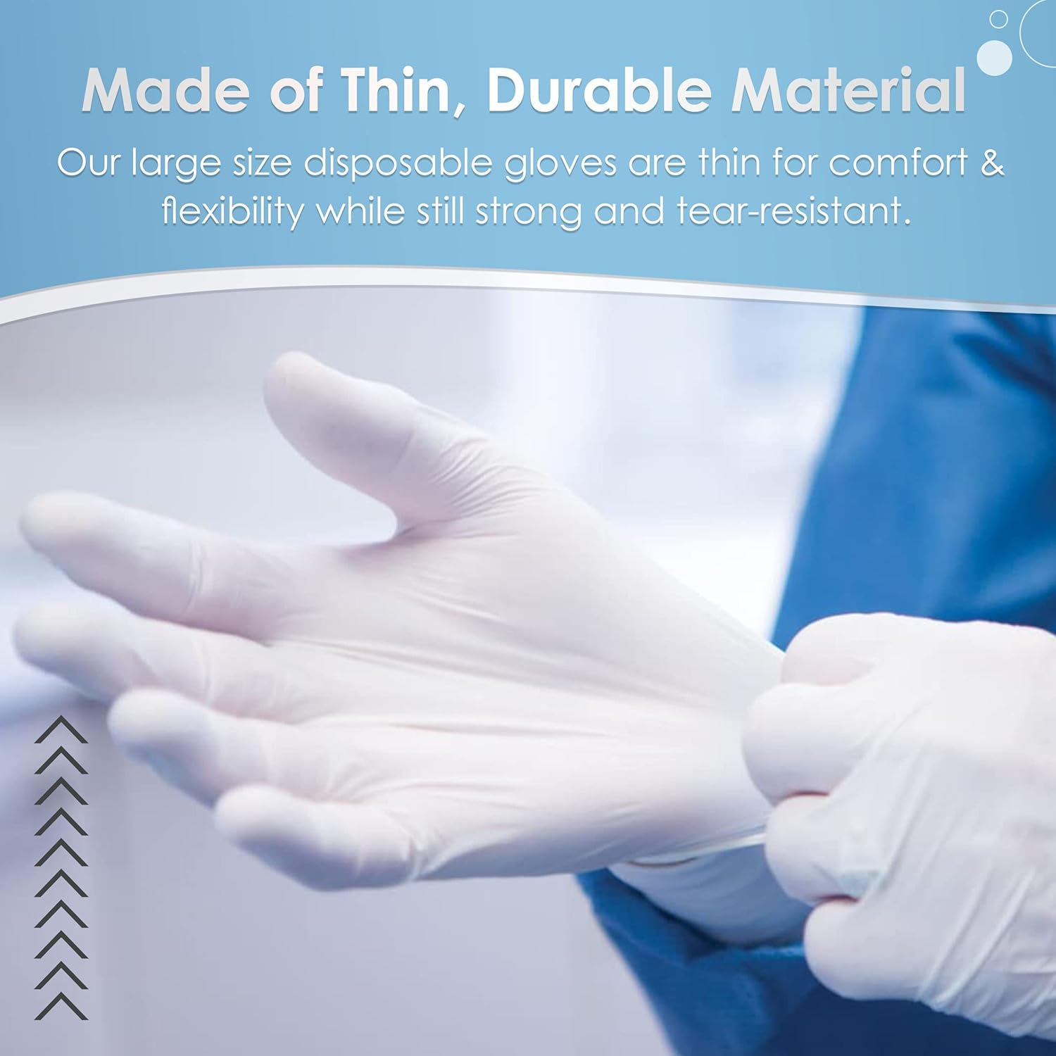 Medicom Safebasics Easyfit Disposable Latex Gloves - 100 Count - Large - White Latex Gloves, Work Gloves, Multipurpose Powder Free Gloves image number 4