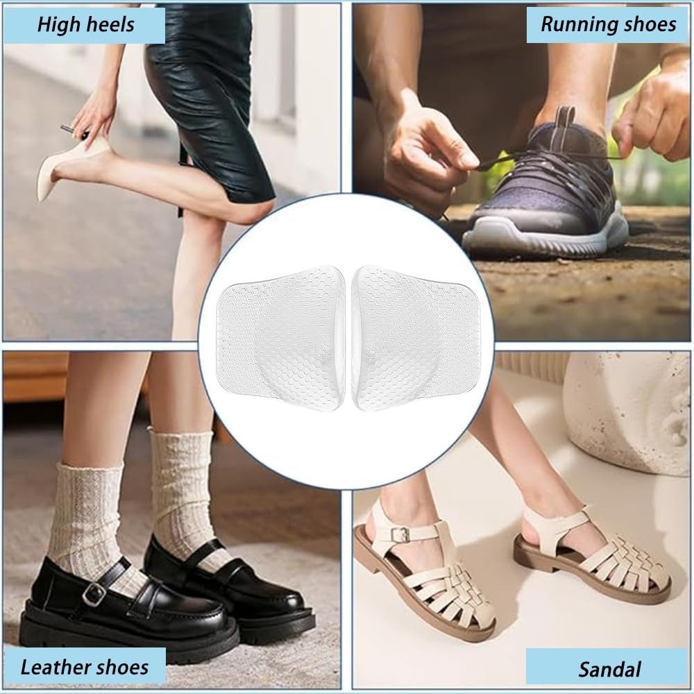 Arch Support Cushion Pads, 2 Pairs, Non-Slip Gel, Clear, Honeycomb Massage Design image number 3